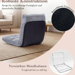 Klappbarer Bodenstuhl Bodensessel mit Verstellbarer Rückenlehne & Hochdichtem Schaumstoff Farbe wählbar