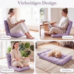 Klappbarer Bodenstuhl Bodensessel mit Verstellbarer Rückenlehne & Hochdichtem Schaumstoff Farbe wählbar