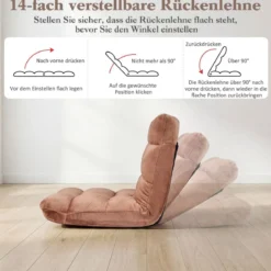 Klappbarer Bodenstuhl Bodensessel mit Verstellbarer Rückenlehne & Hochdichtem Schaumstoff Farbe wählbar