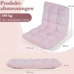 Klappbarer Bodenstuhl Bodensessel mit Verstellbarer Rückenlehne & Hochdichtem Schaumstoff Farbe wählbar