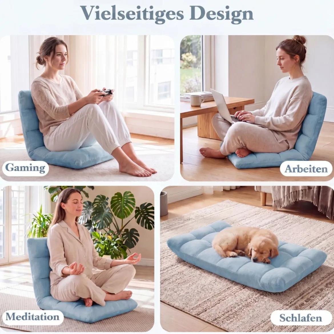 Klappbarer Bodenstuhl Bodensessel mit Verstellbarer Rückenlehne & Hochdichtem Schaumstoff Farbe wählbar