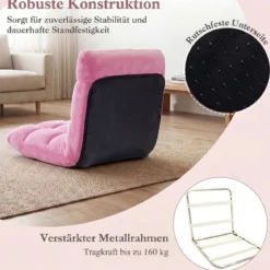 Klappbarer Bodenstuhl Bodensessel mit Verstellbarer Rückenlehne & Hochdichtem Schaumstoff 66,5 x 53 x 53 cm