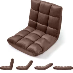 Klappbarer Bodenstuhl Bodensessel mit Verstellbarer Rückenlehne & Hochdichtem Schaumstoff 66,5 x 53 x 53 cm