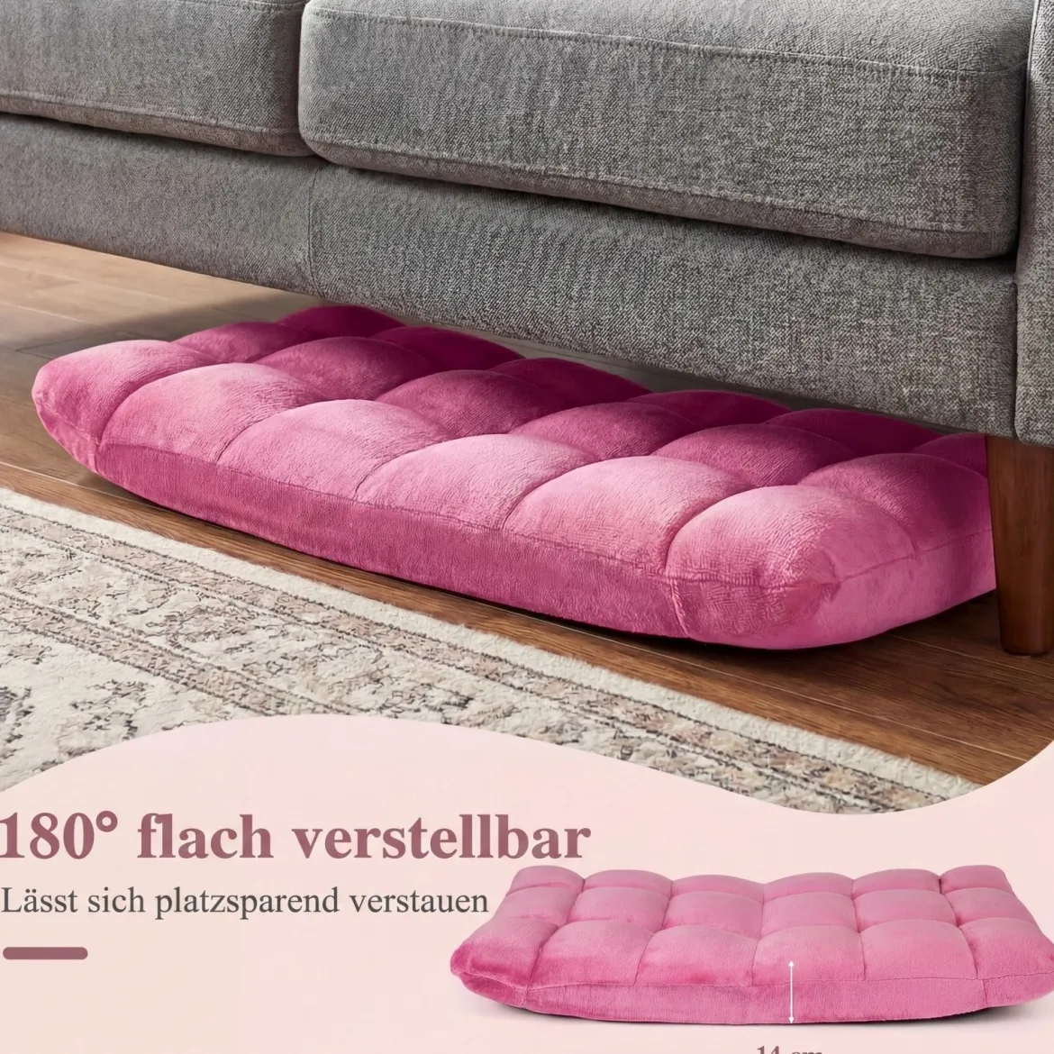 Klappbarer Bodenstuhl Bodensessel mit Verstellbarer Rückenlehne & Hochdichtem Schaumstoff 66,5 x 53 x 53 cm