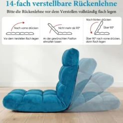 Klappbarer Bodenstuhl Bodensessel mit Verstellbarer Rückenlehne & Hochdichtem Schaumstoff 66,5 x 53 x 53 cm