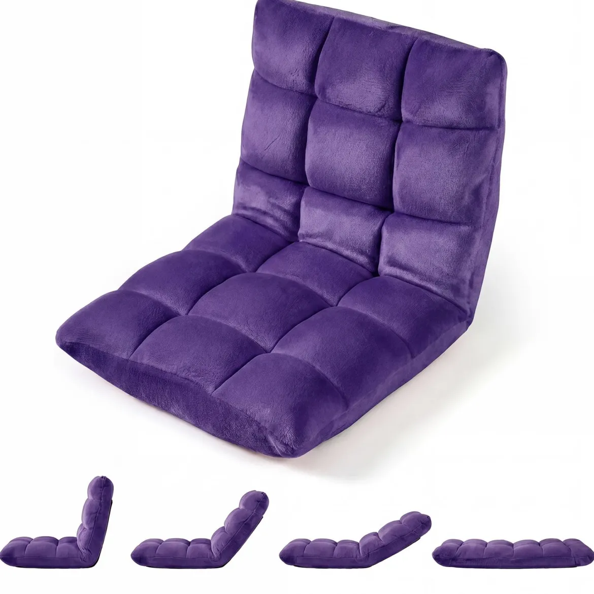 Klappbarer Bodenstuhl Bodensessel mit Verstellbarer Rückenlehne & Hochdichtem Schaumstoff 66,5 x 53 x 53 cm