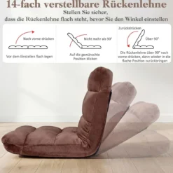 Klappbarer Bodenstuhl Bodensessel mit Verstellbarer Rückenlehne & Hochdichtem Schaumstoff 66,5 x 53 x 53 cm