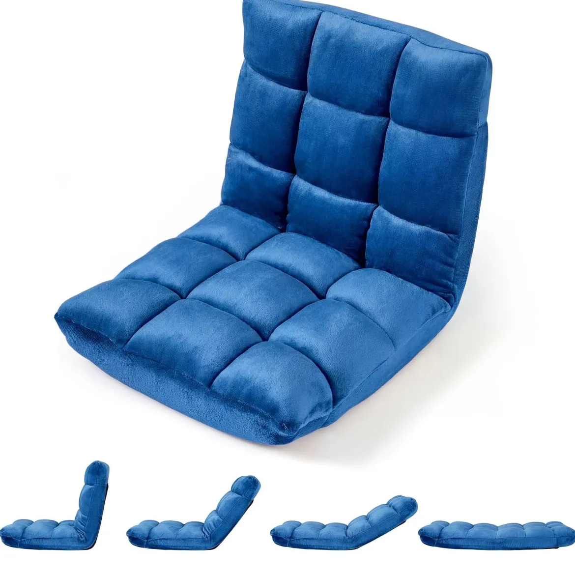 Klappbarer Bodenstuhl Bodensessel mit Verstellbarer Rückenlehne & Hochdichtem Schaumstoff 66,5 x 53 x 53 cm