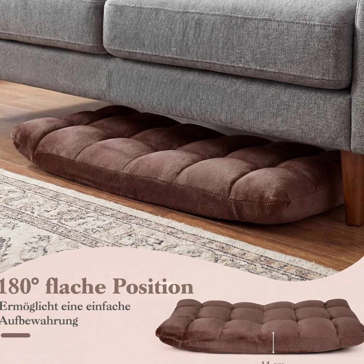 Klappbarer Bodenstuhl Bodensessel mit Verstellbarer Rückenlehne & Hochdichtem Schaumstoff 66,5 x 53 x 53 cm