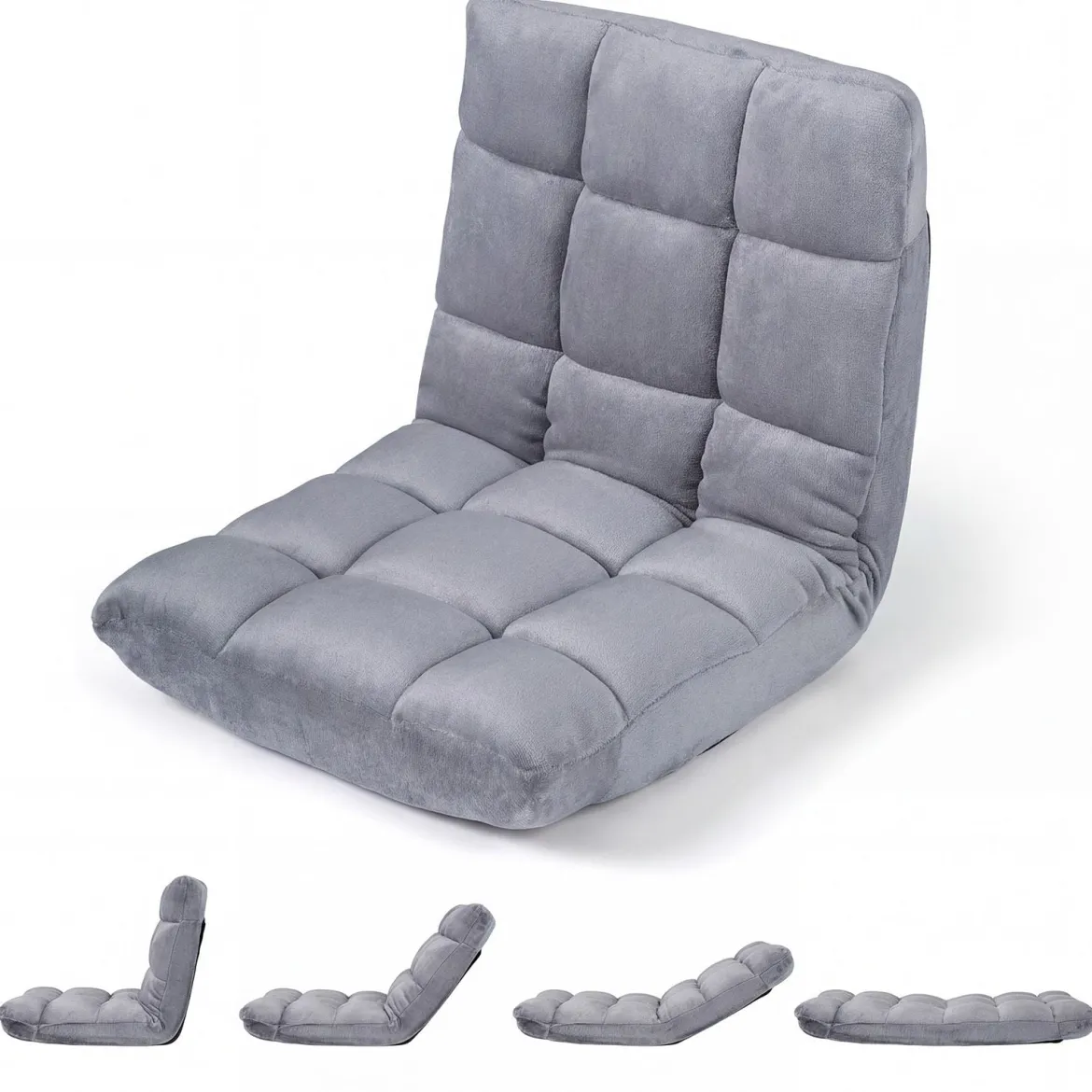 Klappbarer Bodenstuhl Bodensessel mit Verstellbarer Rückenlehne & Hochdichtem Schaumstoff 66,5 x 53 x 53 cm
