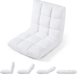 Klappbarer Bodenstuhl Bodensessel mit Verstellbarer Rückenlehne & Hochdichtem Schaumstoff 66,5 x 53 x 53 cm