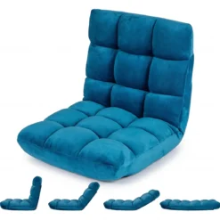 Klappbarer Bodenstuhl Bodensessel mit Verstellbarer Rückenlehne & Hochdichtem Schaumstoff 66,5 x 53 x 53 cm