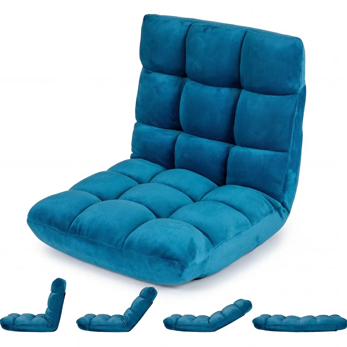 Klappbarer Bodenstuhl Bodensessel mit Verstellbarer Rückenlehne & Hochdichtem Schaumstoff 66,5 x 53 x 53 cm