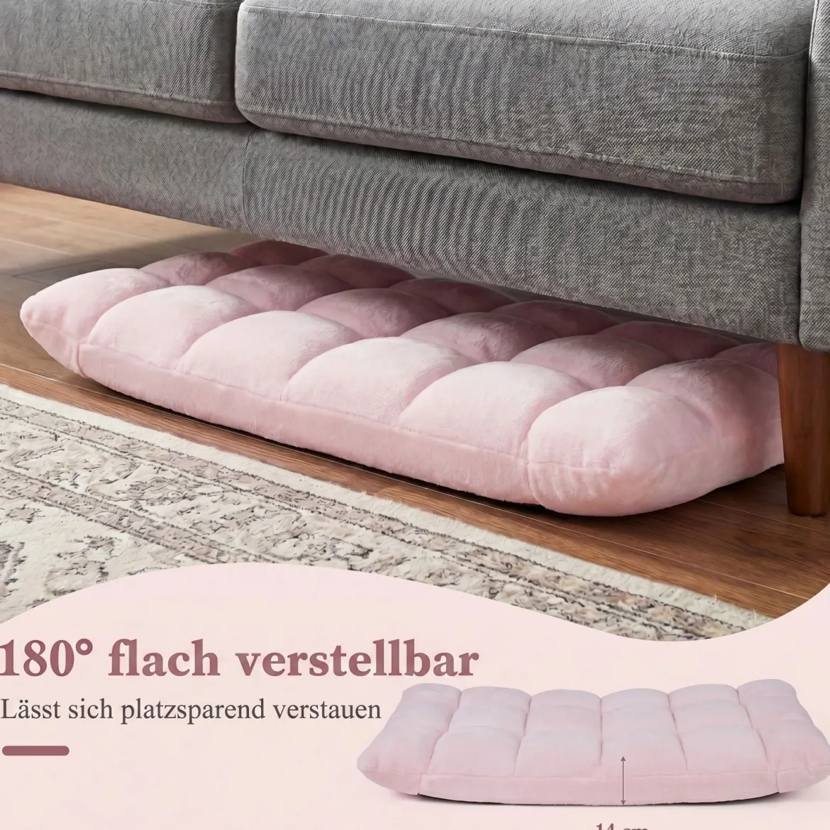 Klappbarer Bodenstuhl Bodensessel mit Verstellbarer Rückenlehne & Hochdichtem Schaumstoff 66,5 x 53 x 53 cm