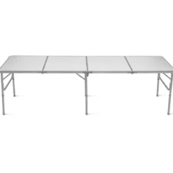 klappbarer Campingrtisch Aluminium Klapptisch 240 x 60 cm Picknicktisch Gartentisch für Indoor- und Outdoor Silber