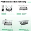 Klappbarer Campingtisch für Terrasse tragbarer Picknicktisch mit aufrollbarer Aluminium-Tischplatte & Netzkorb Silber