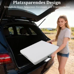 Klappbarer Campingtisch mit HDPE-Tischplatte & Tragegriff Gartentisch Klapptisch 152 x 70 cm Weiß