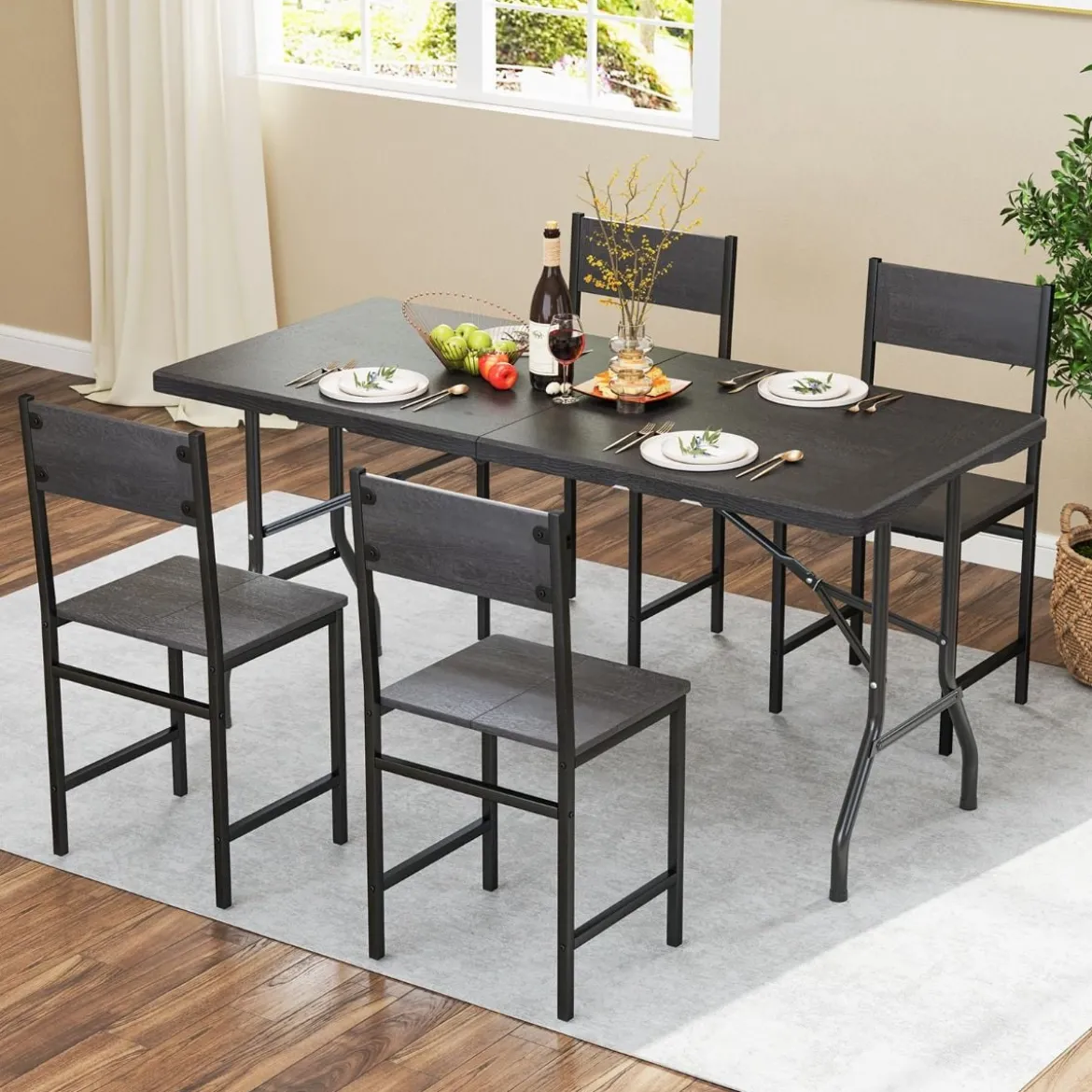 Klappbarer Campingtisch mit HDPE-Tischplatte & Tragegriff Gartentisch Klapptisch 152 x 70 cm