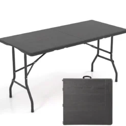 Klappbarer Campingtisch mit HDPE-Tischplatte & Tragegriff Gartentisch Klapptisch 152 x 70 cm