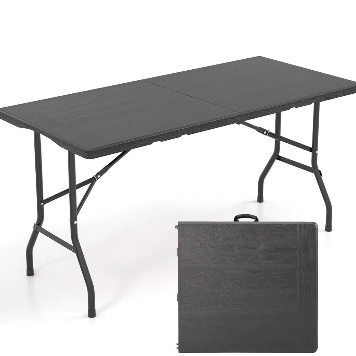 Klappbarer Campingtisch mit HDPE-Tischplatte & Tragegriff Gartentisch Klapptisch 152 x 70 cm