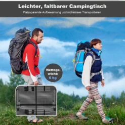 Klappbarer Campingtisch mit Eisengitter und Aluminiumrahmen für Innen- und Außenbereiche Silber