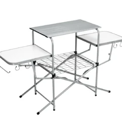 Klappbarer Campingtisch mit Tragetasche Campingküche BBQ Kochstation Falttisch für Grillpartys Silber