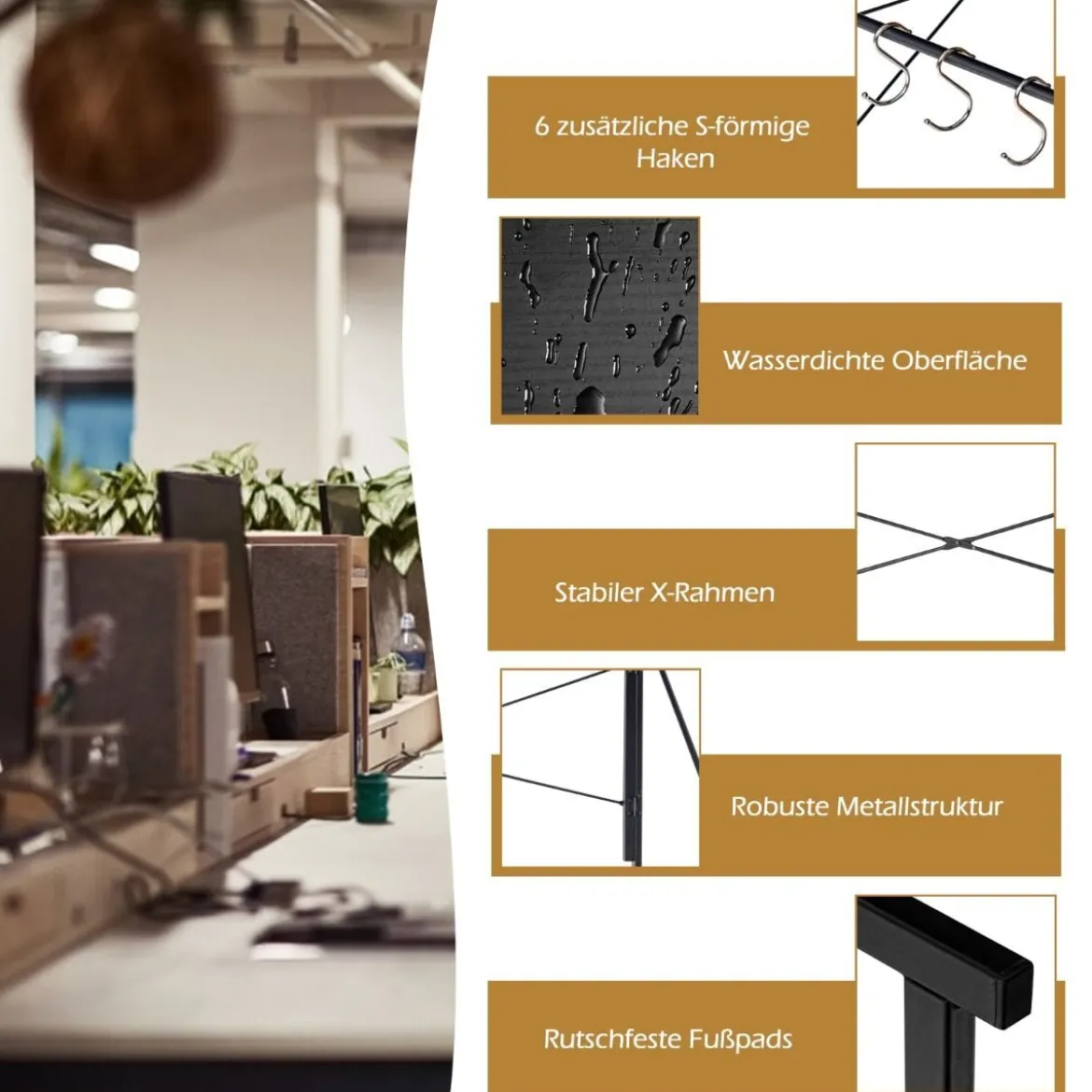 Klappbarer Computertisch Arbeitstisch mit Metallrahmen Laptop-Tisch bis 115 kg belastbar 100 x 50 x 75 cm Schwarz