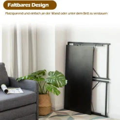Klappbarer Computertisch Arbeitstisch mit Metallrahmen Laptop-Tisch bis 115 kg belastbar 100 x 50 x 75 cm Schwarz