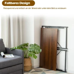 Klappbarer Computertisch Arbeitstisch mit Metallrahmen Laptop-Tisch bis 115 kg belastbar Braun 100 x 50 x 75 cm