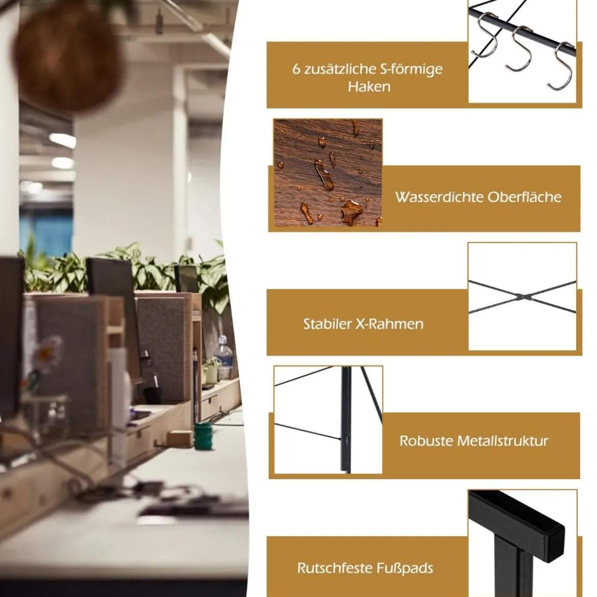 Klappbarer Computertisch Arbeitstisch mit Metallrahmen Laptop-Tisch bis 115 kg belastbar Braun 100 x 50 x 75 cm