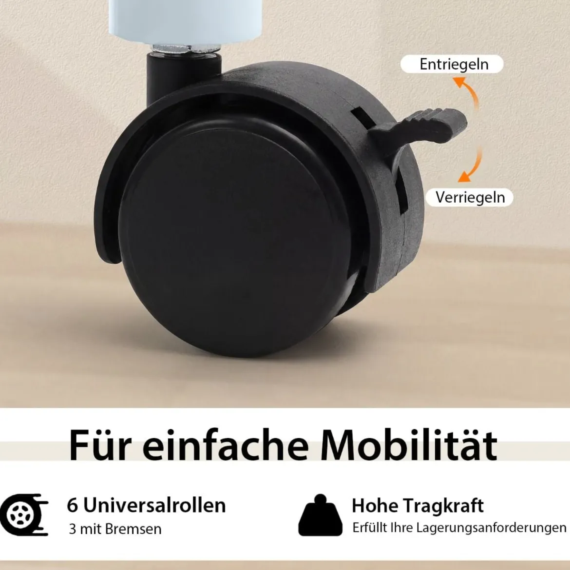 Klappbarer Computertisch mit 3 Schubladen & Rollen Platzsparender Schreibtisch Bürotisch