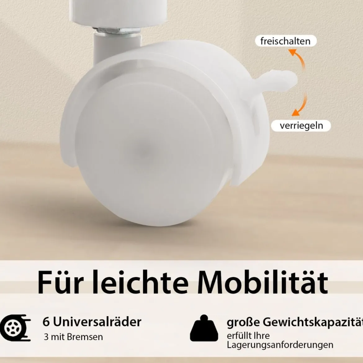Klappbarer Computertisch mit 3 Schubladen & Rollen Platzsparender Schreibtisch Bürotisch