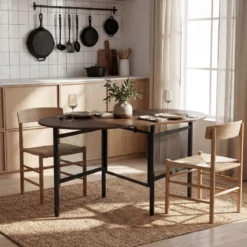 Klappbarer Esstisch für 6-8 Personen Platzsparender Klapptisch Ovaler Küchentisch Braun