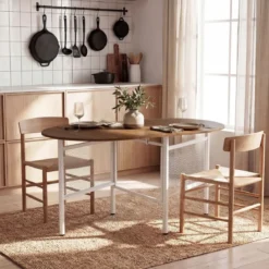 Klappbarer Esstisch für 6-8 Personen Platzsparender Klapptisch Ovaler Küchentisch Natur