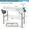 Klappbarer Fischreinigungstisch Filetiertisch mit Spüle Gitterablage 107,5 x 57,5 x 87 cm Weiß