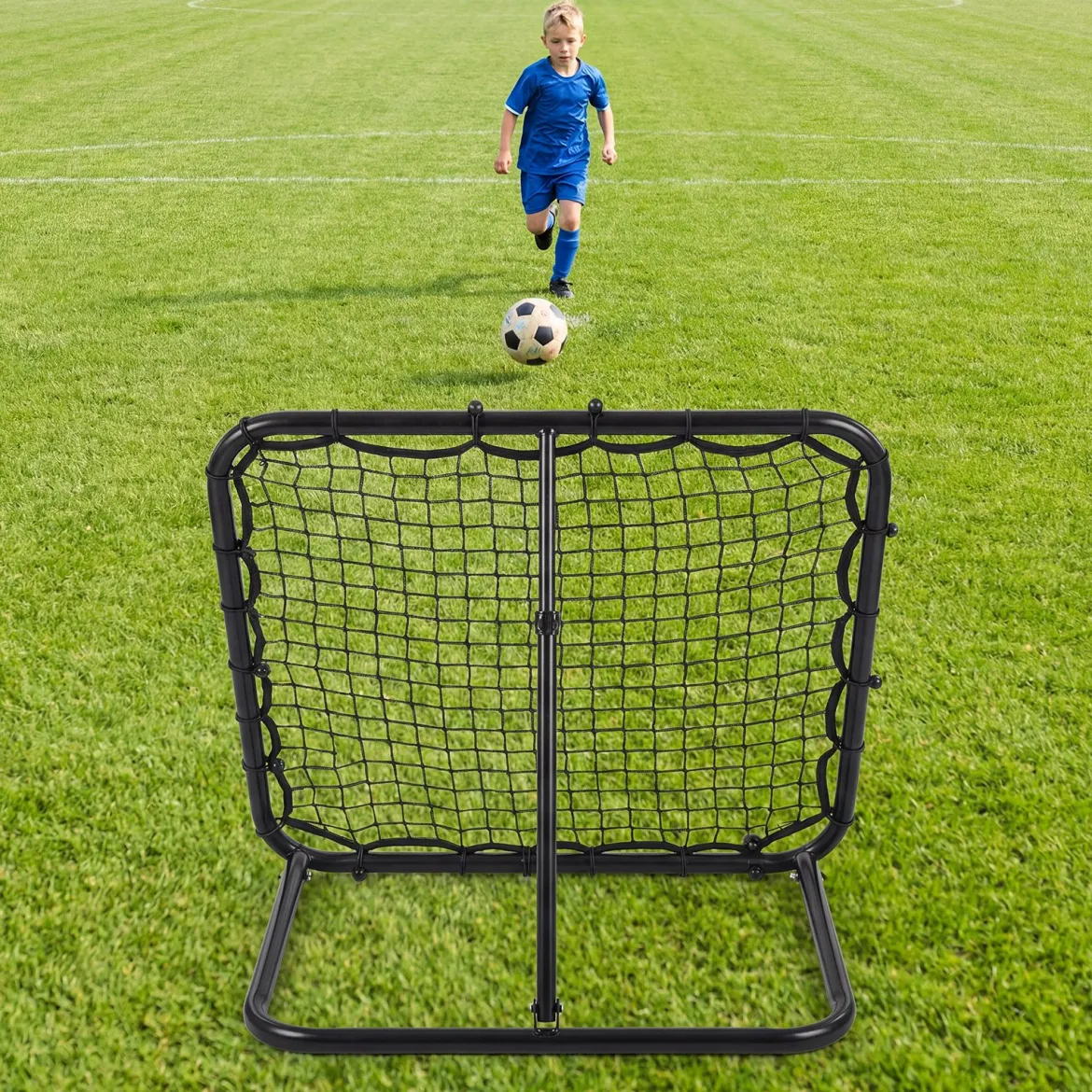 Klappbarer Fußball Rebounder mit 4 Verstellbarem Winkel Rückprallwand Rebound Netz