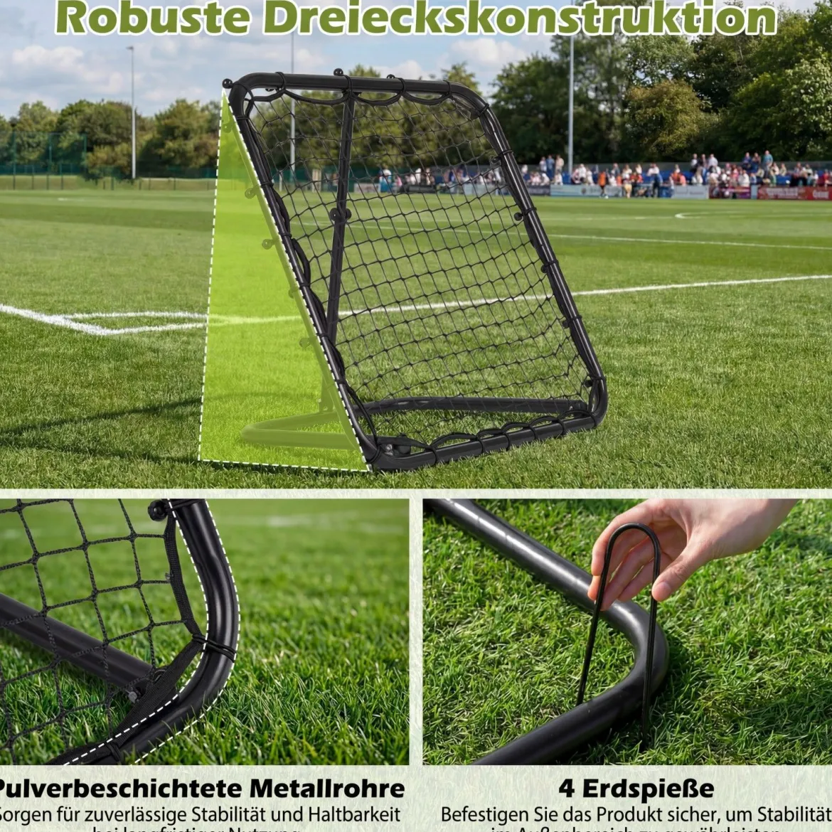 Klappbarer Fußball Rebounder mit 4 Verstellbarem Winkel Rückprallwand Rebound Netz