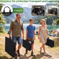 Klappbarer Gartentisch in Rattanoptik + 2er Set Klappbare Bierbank in Rattanoptik mit Tragegriff