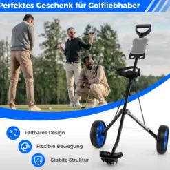 Klappbarer Golf Trolley aus Stahl mit Scorecardhalter 2 Rad Golftrolley Golf Bag Push Cart