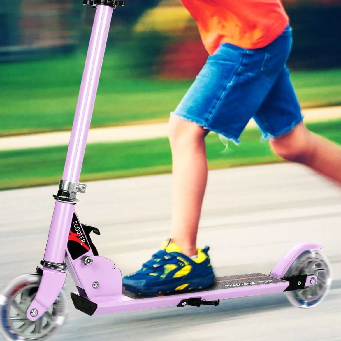 Klappbarer Höhenverstellbarer Kinder Scooter mit 2 blinkenden Räder für Kinder ab 4 Jahre Lila
