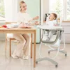 Klappbarer Hochstuhl mit Rädern & Verstellbarer Höhe & Fußstütze & Rückenlehne Babysitz Weiß