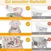 Klappbarer Hochstuhl mit Rädern & Verstellbarer Höhe & Fußstütze & Rückenlehne Babysitz Rosa