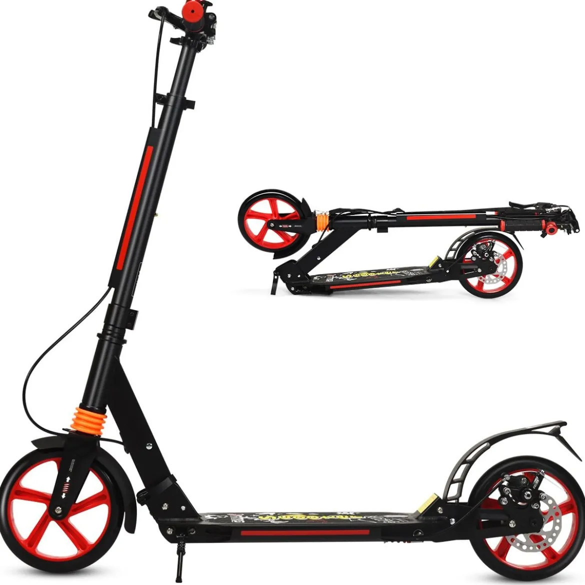 Klappbarer Kickscooter mit Klingel & Ständer Höhenverstellbarer Scooter Roller Tretroller