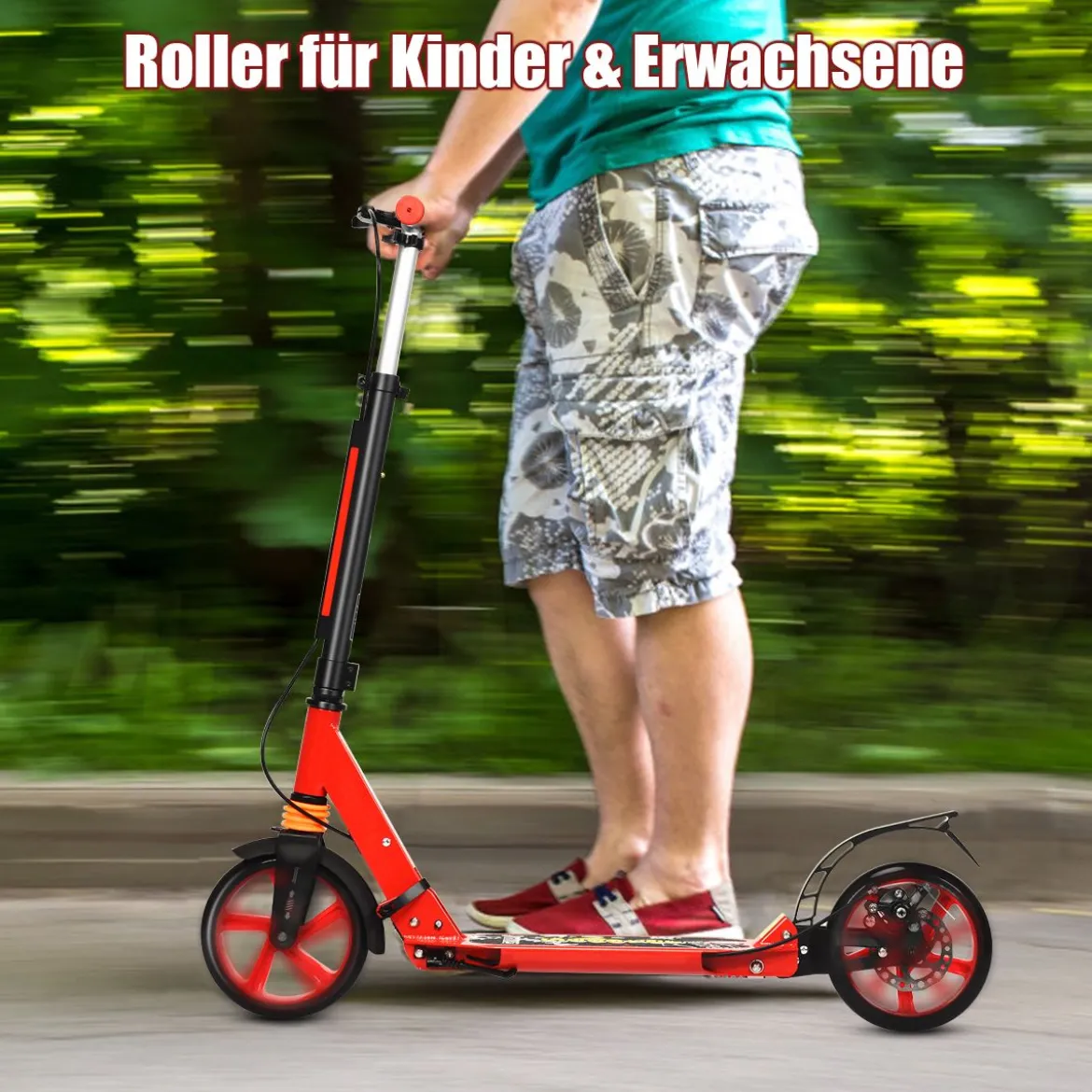Klappbarer Kickscooter mit Klingel & Ständer Höhenverstellbarer Scooter Roller Tretroller