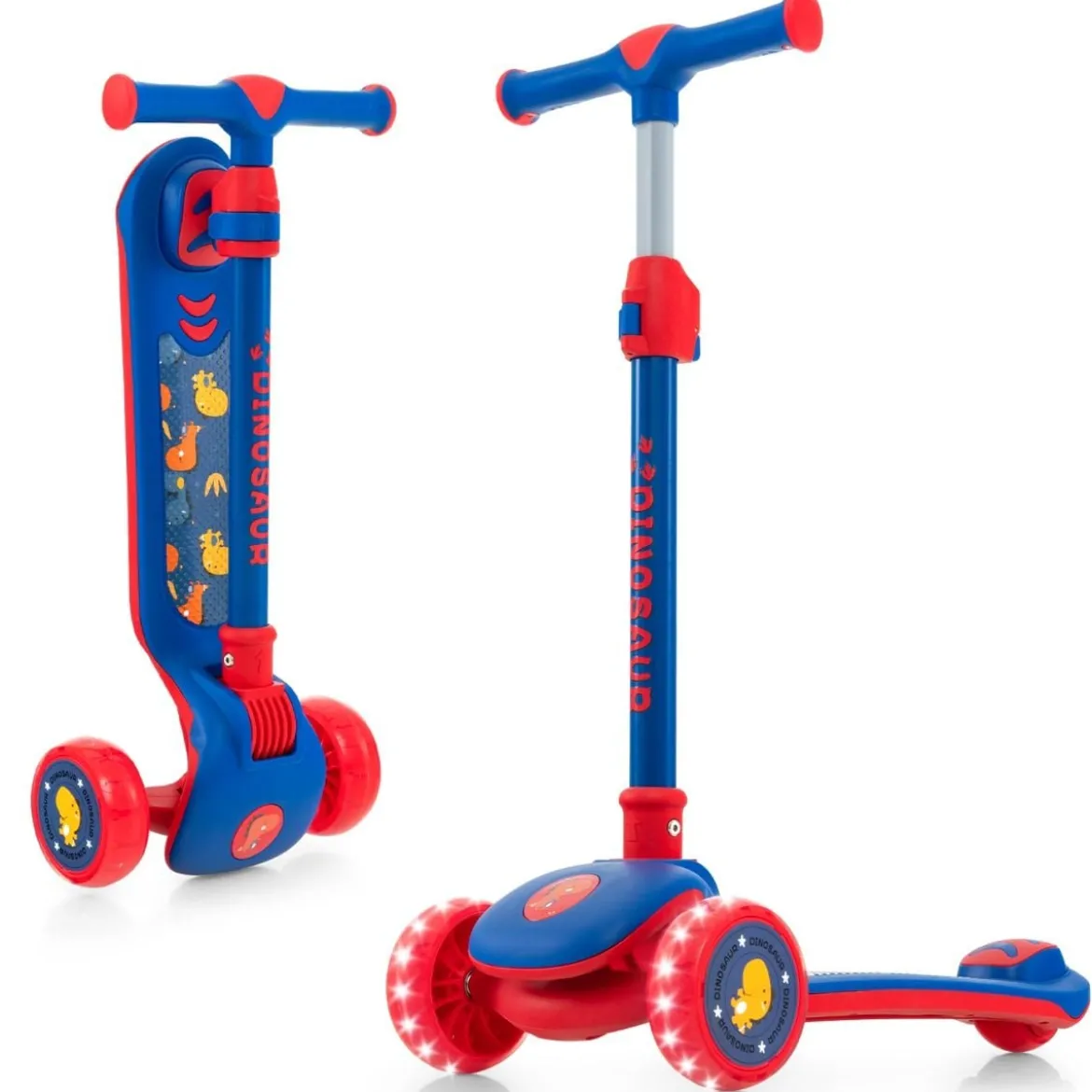 Klappbarer Kinder Roller mit PU LED Rädern & Hinterbremse Höhenverstellbarer Scooter Blau