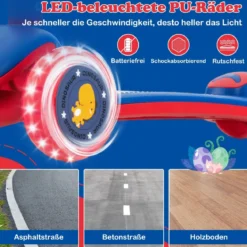 Klappbarer Kinder Roller mit PU LED Rädern & Hinterbremse Höhenverstellbarer Scooter Blau