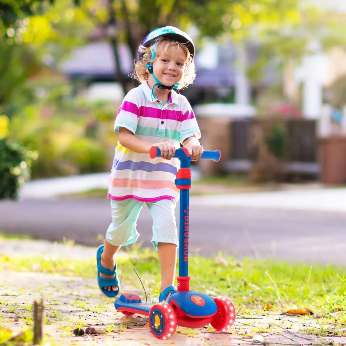 Klappbarer Kinder Roller mit PU LED Rädern & Hinterbremse Höhenverstellbarer Scooter Blau