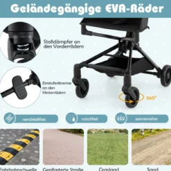 Klappbarer Kinderwagen mit Verstellbarer & Abnehmbarem Verdeck Reisebuggy Kinderbuggy