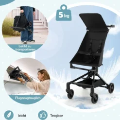 Klappbarer Kinderwagen mit Verstellbarer & Abnehmbarem Verdeck Reisebuggy Kinderbuggy