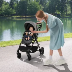 Klappbarer Kinderwagen mit Verstellbarem Verdeck & Aufbewahrungskorb Leichter Kinderbuggy